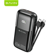 پاوربانک 10000 باوین Bavin PC1099 توان 22.5 وات همراه با 2 کابل متصل