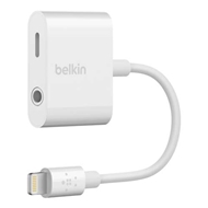 مبدل 1 به 2 لایتنینگ شارژر + جک 3.5 میلی متری  بلکین مدل F8J212btWHT طول 14سانتیمتر