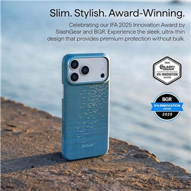 قاب آیفون 17 پرو مکس برند پی تاکا مدل PITAKA Ultra Slim Lucid Blue مناسب برای Apple iPhone 17 Pro Max