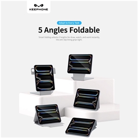 قاب آیپد برند کی فون مدل Keephone Bellen 5Viewing Modes Anti-scratch Eco-Leather مناسب برای (Ipad air 13 (2024-2025) 12.9pro (2018-2020-2021-2022