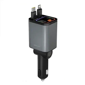 شارژر فندکی 65 وات با کابل جمع شونده گرین لاین Green Lion Retractable Car Charger GNRTCC65WGY