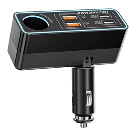 شارژر فندکی برند پاورولوژی مدل Powerology Brio 125W Multi-Port Car Charger