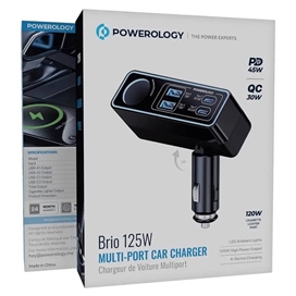 شارژر فندکی برند پاورولوژی مدل Powerology Brio 125W Multi-Port Car Charger