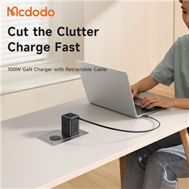 آداپتور شارژ 4 پورت 100W مکدودو با کابل جمع شونده Mcdodo GaN Charger 100W ch-847