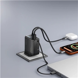 آداپتور پاورولوژی Powerology 100W Al TFT Adapter Retractable Type-C Cable