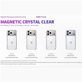 قاب برند نیمی شفاف مدل Nimmy Magnetic Crystal Clear آیفون مناسب برای Apple iPhone 17 Pro