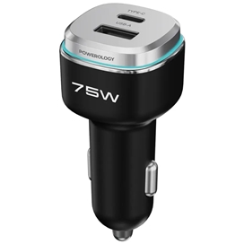 شارژر فندکی پاورولوژی Powerology 75W Dual-Port High Power-Port Car Charger