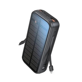 پاوربانک خورشیدی 20000 گرین لاین Green Lion Solar Force GNSOLF20PBBK توان 22.5 وات و کابل متصل