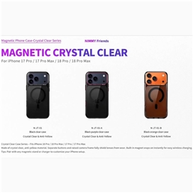 قاب برند نیمی شفاف دودی مدل Nimmy Magnetic Crystal Clear آیفون مناسب برای Apple iPhone 18 Pro Max