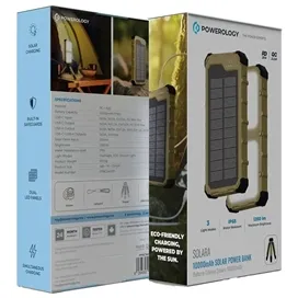 پاوربانک خورشیدی 10000 پاورولوژی Powerology Solara PPBCHA100KH توان 22.5 وات