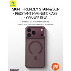 قاب بلو Blueo Skin Friendly Stain & Slip Resistant Magnetic Case-Orange Ring با مگ سیف مناسب برای Apple iPhone 18 Pro Max