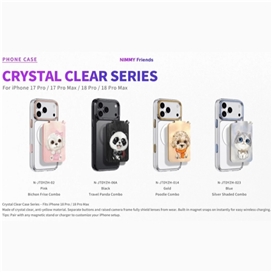 ست قاب شفاف و استند جاکارتی دار Big Eye Cute Pet نیمی Nimmy Magnetic Crystal Clear مناسب برای Apple iPhone 18 Pro Max