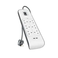چندراهی برق بلکین 6 پورت به همراه 2 پورت USB مدل Usb Surge Protection BSV604AR2M Belkin Usb Surge Protection BSV604AR2M