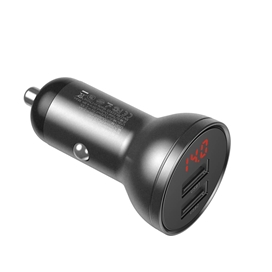 شارژر فندکی دوپورت همراه با کابل سه سر بیسوس Baseus Car Charger Suit Digital Display 4.8A TZCCBX-0G