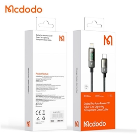 کابل شارژر تایپ سی به لایتنینگ 36 وات قطع کن دار 1.8 متری مک دودو Mcdodo Type-C to Lightning Auto Power Off CA-3600