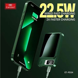 پاوربانک مگنتی وایرلس 22.5 وات ارلدم Earldom Mag-Safe 10000 Power Bank PD34