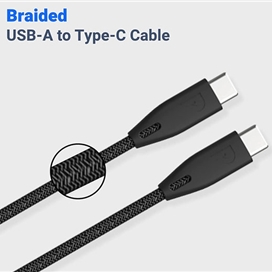 کابل دو سر تایپ سی 100 وات پاورولوژی Powerology Braided USB-C To USB-C Data Cable PBCC2BK