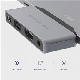 هاب تایپ سی 4 پورت پاورولوژی Powerology 4in1 USB-C HUB P41PACHGY