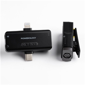 میکروفون بی سیم لایتنینگ و تایپ سی پاورولوژی Powerology Wireless Lavalier Microphone PWMICBK