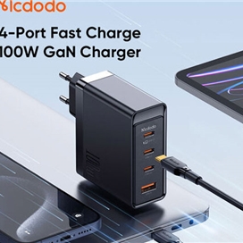 آداپتور 4 پورت 100 وات همراه با کابل دو سر تایپ سی مک دودو Mcdodo GaN Fast Charger Kit CH-5141