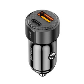 شارژر فندکی porodo 50W dual port car charger PD 20W QC 30W