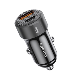 شارژر فندکی porodo 50W dual port car charger PD 20W QC 30W