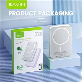 پاوربانک وایرلس 5000 مگ سیف باوین Bavin PC029 Pro Magnetic Wireless Charging توان 20 وات