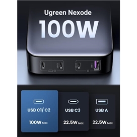 شارژر رومیزی 100 وات Nexode با 3 پورت USB-C و 1 پورت USB-A یوگرین مدل CD328