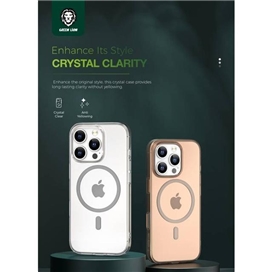 قاب محافظ مگ سیف گرین لاین آیفون Apple iPhone 16 Pro Max Green Lion Magsafe Delgado Clear Case