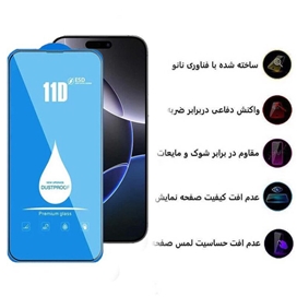 محافظ صفحه نمایش 11D اپیکوی مدل Blue ESD مناسب برای گوشی موبایل اپل iPhone 16 Pro