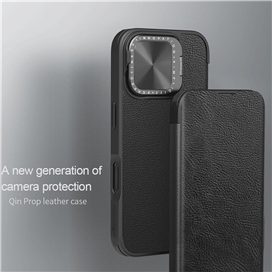 کیف چرمی نیلکین آیفون Apple iPhone 16 Pro Nillkin Qin Prop Leather Case دارای محافظ دوربین