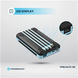 پاوربانک خورشیدی 16000 پاورولوژی Powerology Multi-Cable Power Bank PPBCHA70 همراه با کابل متصل