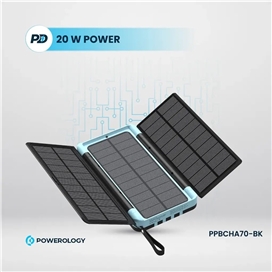 پاوربانک خورشیدی 16000 پاورولوژی Powerology Multi-Cable Power Bank PPBCHA70 همراه با کابل متصل