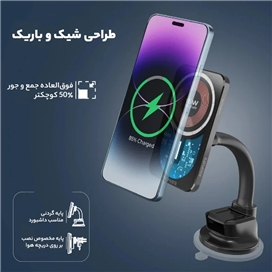 پایه نگهدارنده و شارژر بی سیم گوشی موبایل پرومیت مدل LUCIDMOUNT-15