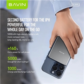 پاوربانک فوق نازک وایرلس 5000 مگنتی باوین Bavin PC1095 Ultra-thin Power Bank توان 15 وات