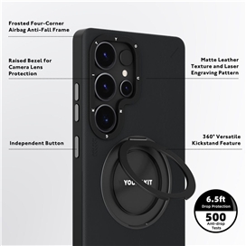 قاب یانگ کیت Youngkit Leather 360° Rotation Ring Stand Case Magsafe Samsung مناسب برای Galaxy S24 Ultra