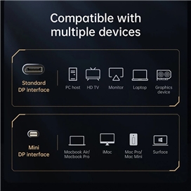 کابل DP به Mini DP مک دودو Mcdodo CA-8150 Mini DP to DP Cable با طول 2 متر