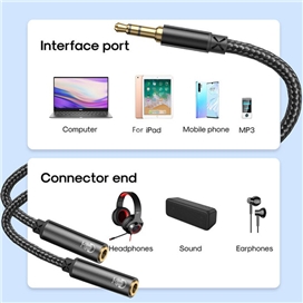 مبدل 1 به 2 AUX جوی روم Joyroom Headphone cable SY-A04