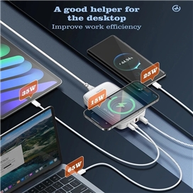 هاب شارژر 5 پورت وایرلس الدینیو 140 وات LDNIO Q4010 GaN