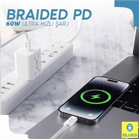 کابل شارژ Blueo بلو Braided PD Fast Charging USB Cable C-C