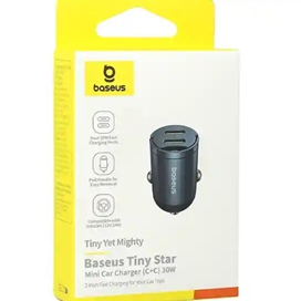 شارژر فندکی دو پورت 30 وات بیسوس Baseus Tiny Star C+C Mini Car Charger VCHXX-CC