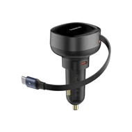 شارژ فندکی 60 وات با کابل جکع شونده بیسوس Baseus Enjoyment Pro Car Charger C0203100
