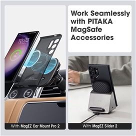 قاب گلکسی S24 Ultra برند پیتاکا مدل PITAKA MagEZ Case (Black/Grey Twill) مناسب برای Samsung Galaxy S24 Ultra