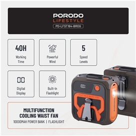 پنکه کمری خنک کننده و پاوربانک پرودو Porodo Cooling Waist Fan PD-LFST164-BROG