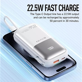 پاوربانک 10000 باوین Bavin PC1099 توان 22.5 وات همراه با 2 کابل متصل