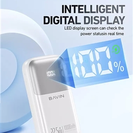 پاوربانک 10000 باوین Bavin PC1099 توان 22.5 وات همراه با 2 کابل متصل