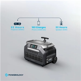 پاورژنراتور قابل حمل 2500 وات برند پاورولوژی Powerology با ورودی سولار پنل مدل PPBCHA86