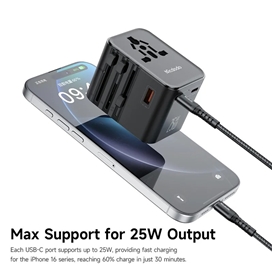 آداپتور شارژ مسافرتی 25 وات مکدودو یا کابل MCDODO CP-3260 Universal Travel Charging Adapter