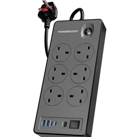 چندراهی برق پاورولوژی 6 پورت مدل PWCUQC046BK توان 2990 وات