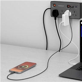 چندراهی برق پاورولوژی مدل PWCUQC045BK با 4 پورت و توان 2990 وات